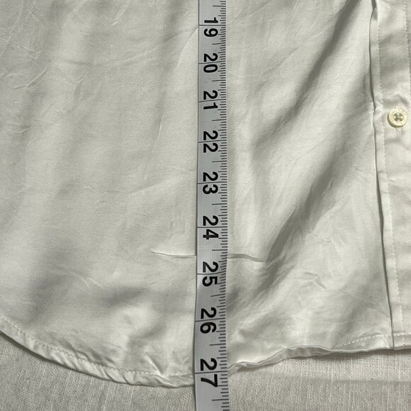 Lauren Ralph Lauren Ivory Satin Blouse 2X Button Front Long Sleeve 100% Viscose - Picture 8 of 9